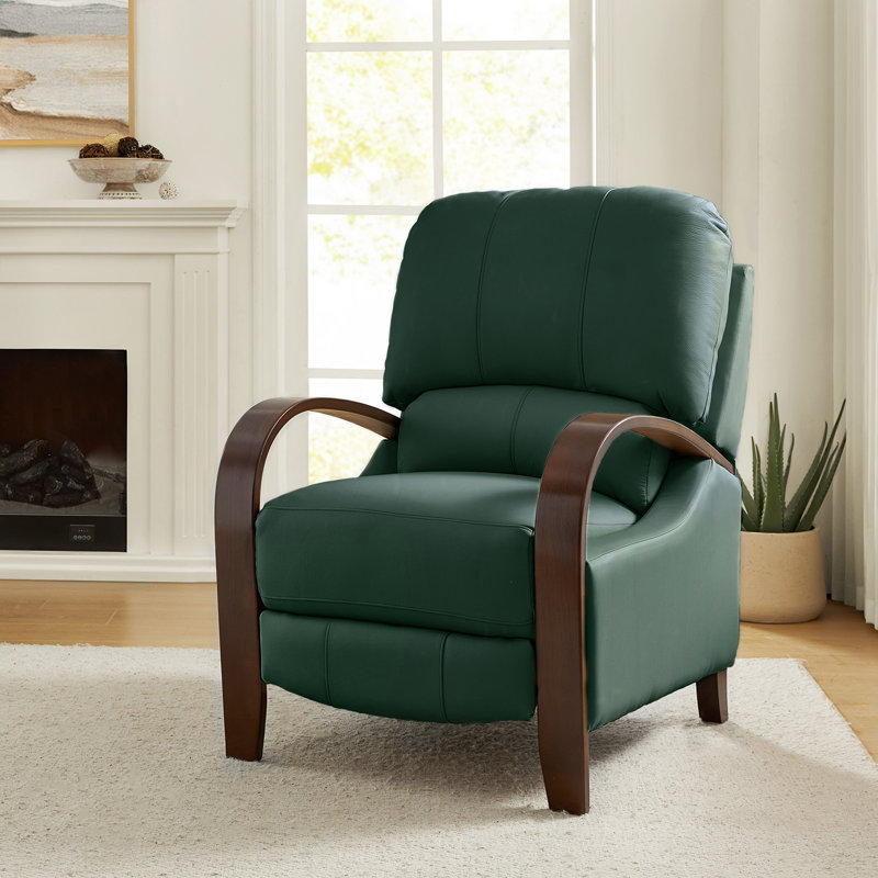 Fauteuil inclinable standard en cuir véritable Hardge, Cuir véritable vert