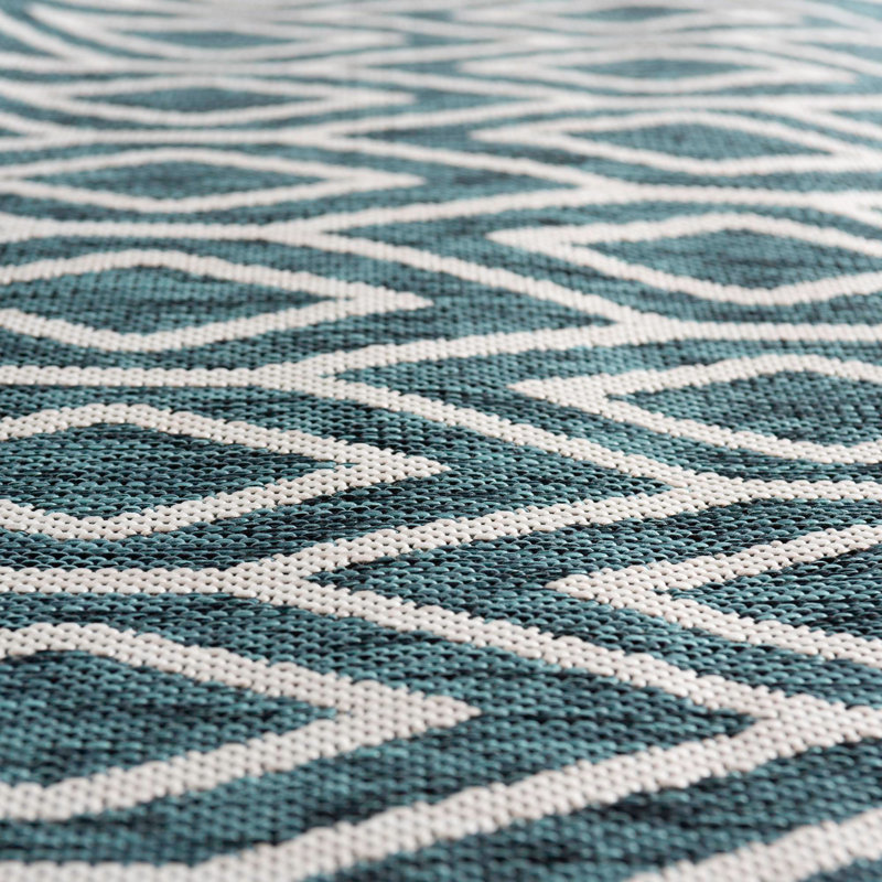 Tapis intérieur / extérieur Turks and Caicos, Ovale 7 pi 10 po x 10 pi, Sarcelle