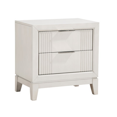 Table de chevet moderne 2, blanc antique avec devanture pour table de chevet 2 tiroirs