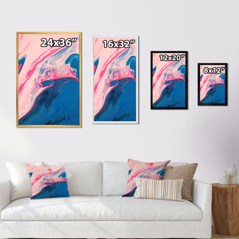 Art liquide sur toile dans les tons de rose - Art mural moderne et contemporain sur toile, H 20 po x l 12 po x P 1 po