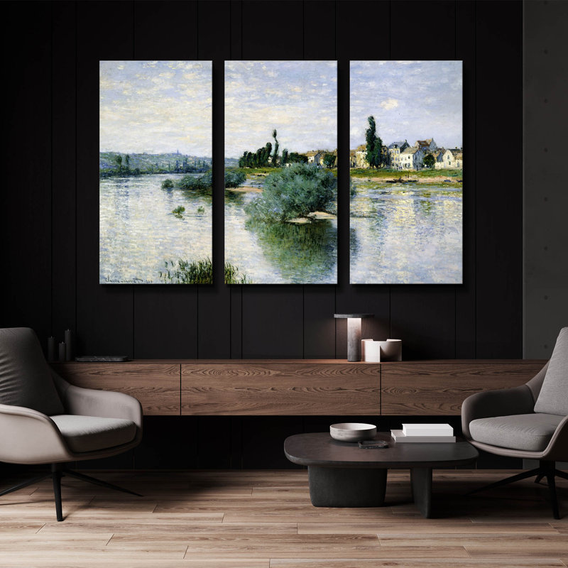 « La Seine à Lavacourt » de Claude Monet, triptyque mural, 152 x 102 cm, 60 po x 40 po