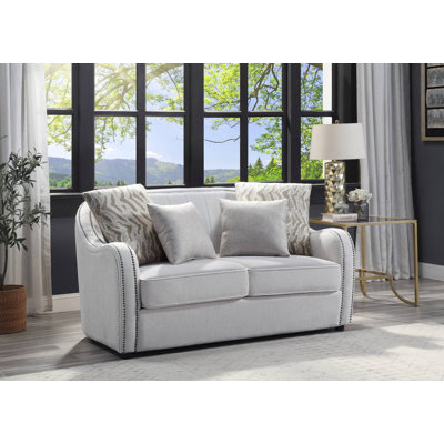 Mahler Beige Linen Loveseat W/4 Pillows