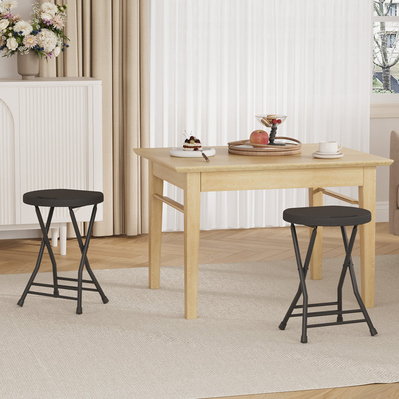 Tabouret pliant sans dossier de 18 pouces avec poignée, tabouret de bar pliable portatif avec pieds antidérapants, capacité de 600 lb pour la cuisine, le bar, la maison, l'intérieur et l'extérieur