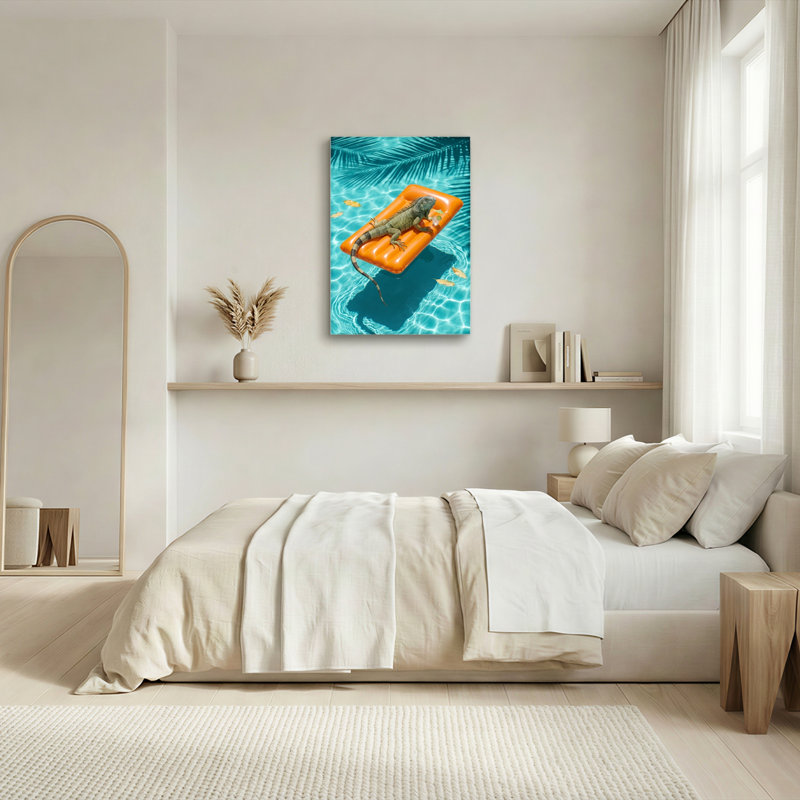 Ensemble de 1 tableau sur toile représentant un iguane flottant, 36"H x 24"W, Toile tendue