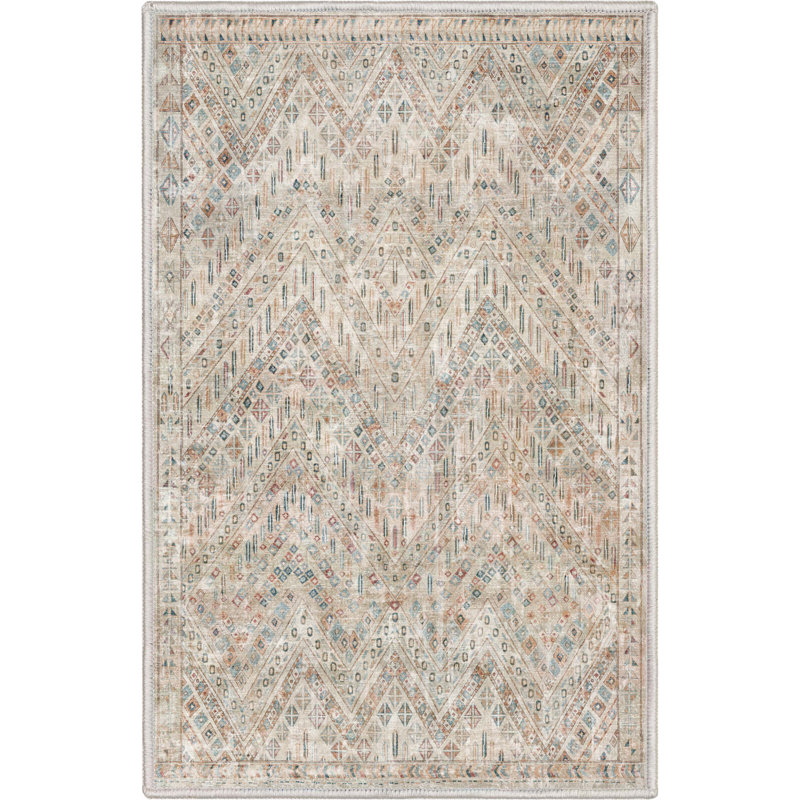 Tapis à chevrons ivoire Anya, Rectangle 2 pi x 3 pi