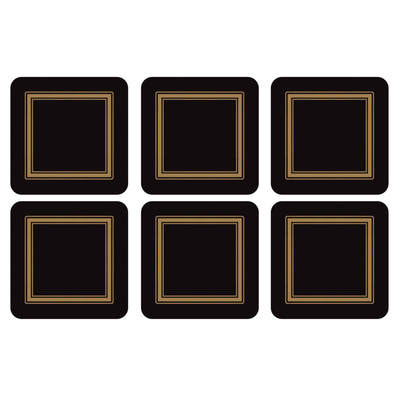 Portmeirion, Pimpernel, Coasters - Classic Black, Black
