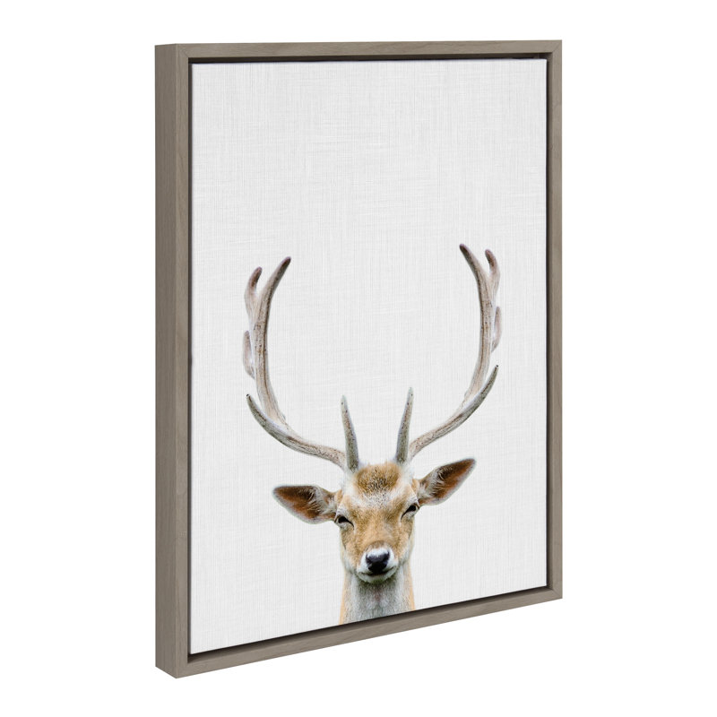 «Deer Color» par Simon Te, reproduction d'art sur toile encadrée, H 24 po x l 18 po x P 1,62 po, Gris