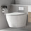 Toilette murale, toilette une pièce à hauteur confortable avec siège à fermeture douce, couvercle ultra-mince