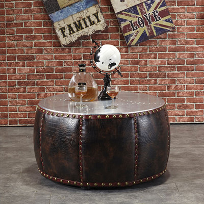Industrial Style Aluminum Round Drum Coffee Table Coffee Table