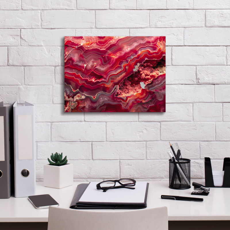 «Red Mineral Mosaic» par Svetlana Aleynikova, art mural sur toile, H 12 po x l 16 po