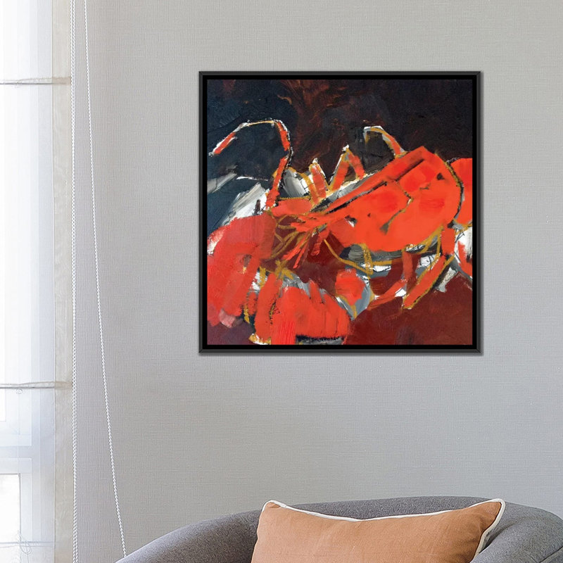 « abstract homard iv », impression sur toile, H 18 po x l 18 po x P 1,5 po, Toile avec cadre noir, Pas de tapis
