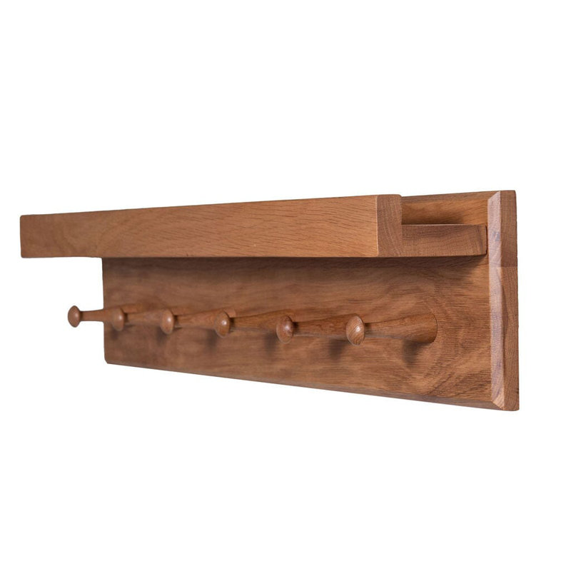 Hopley Solid Wood Wall 6 - Hook Wall Mounted Coat Rack, Oak