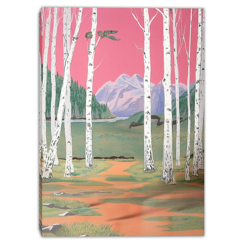 «Valley View Through the Birches», art mural sur toile tendue, H 24 po x l 16 po