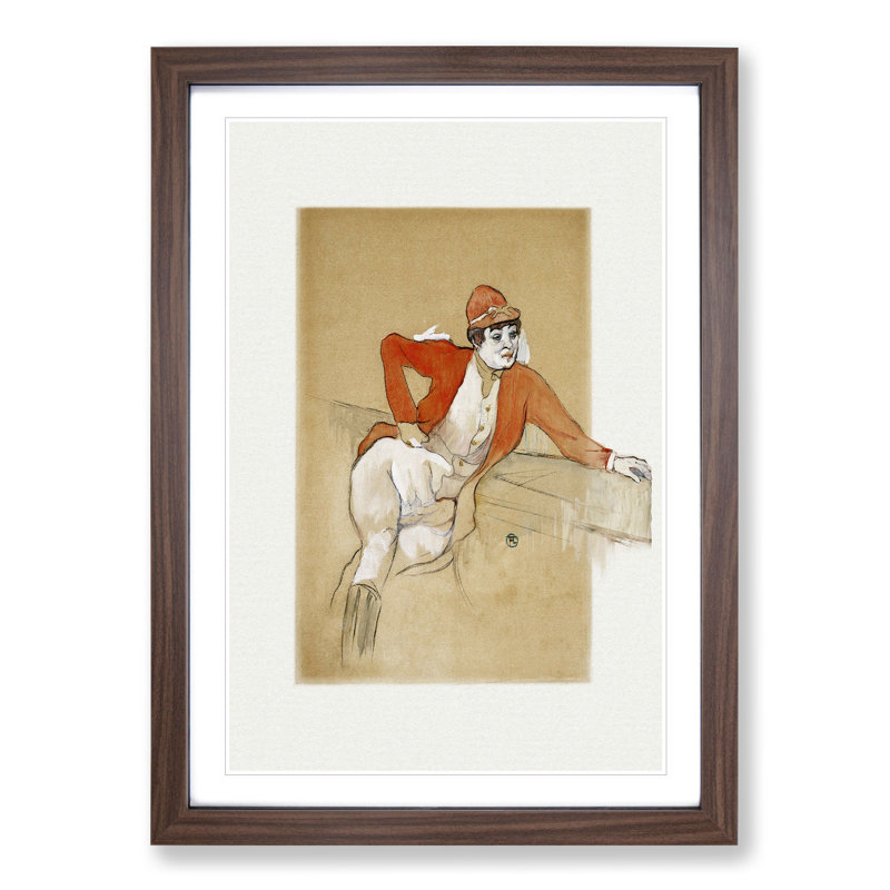 La Macarona by Henri de Toulouse-Lautrec - Picture Frame Painting, Walnut Framed, 48cm H x 36cm W x 2cm D