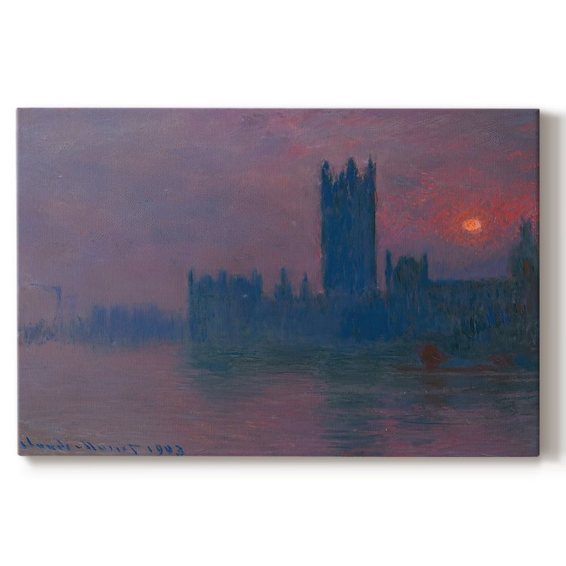 Maisons du Parlement, coucher de soleil-Claude Monet-Toile tendue avec châssis-1903, 24 x 36