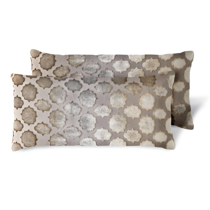 Geometric Velvet Throw Pillow, Coyote