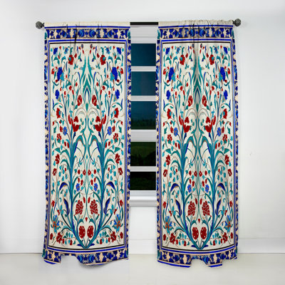 Porte de rideau marocain Ruley - carrelage bleu II - Velours obscurcissant - 1 panneau