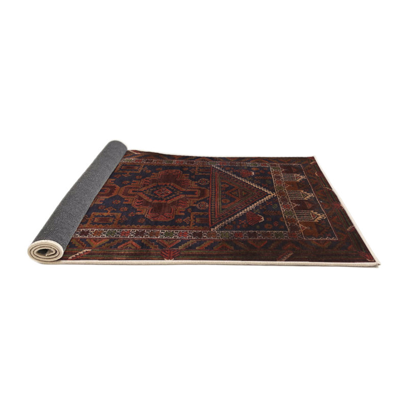 Tapis traditionnel noir/rouge/bleu Bursten, Rond 4 pi