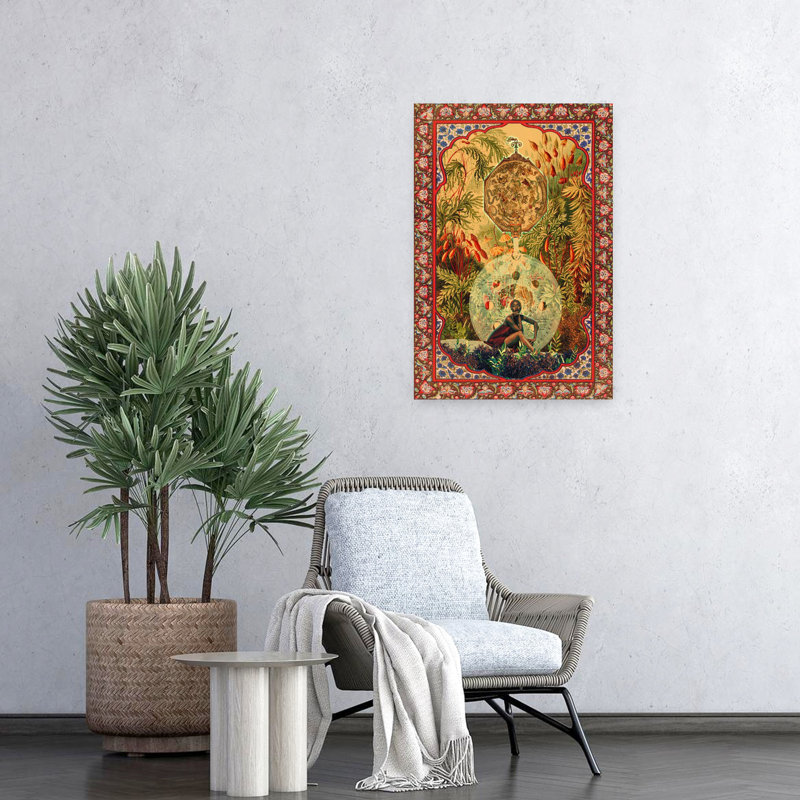 Art contemporain fleur rétro, H 24 po x l 16 po