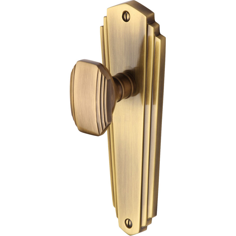 Heritage Brass Heritage Mortice Knob on Latch Plate Charlston Design, Antique Brass