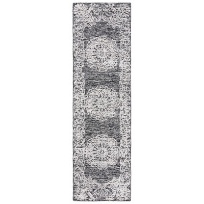 Batichon Hand Tufted Wool/Bamboo Silk/Cotton with Cotton Backing Oriental Rug in Gray/Ivory