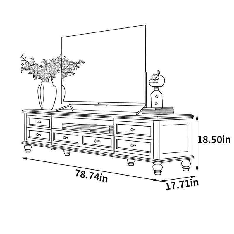 Meuble télé de salon campagne américaine, 78.74"