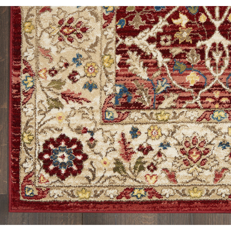 Tapis en polypropylène tissé à la machine en brique / beige, Rectangle 3 pi x 5 pi