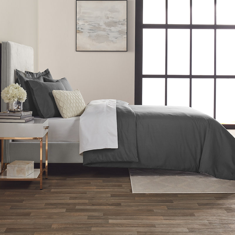 Ensemble de housse de couette en microfibre 5 pièces , gris, Housse de couette double / double