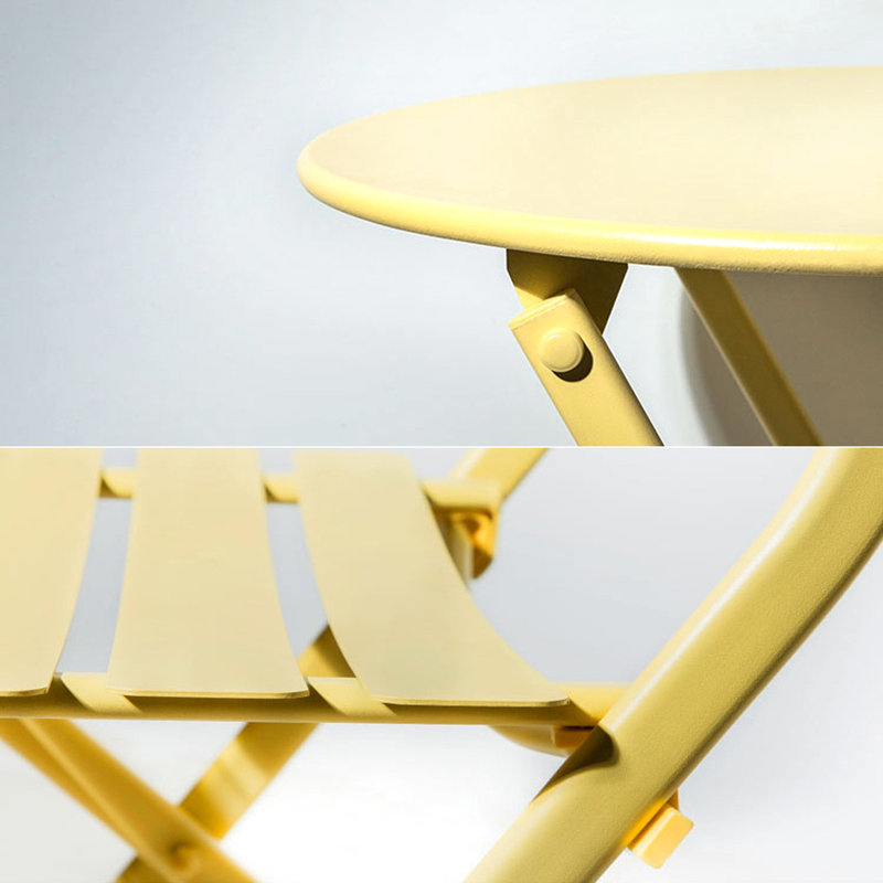 3 bistro de patio pliable - table et chaises en métal jaune pour l'extérieur