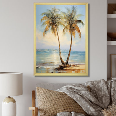 «Bronze Beach Sunny Palms Embrace», reproduction sur toile