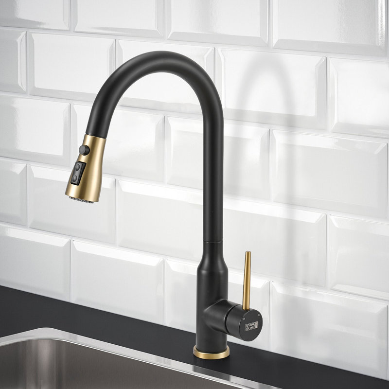 Living And Home Pull Down Kitchen Faucet, Black
