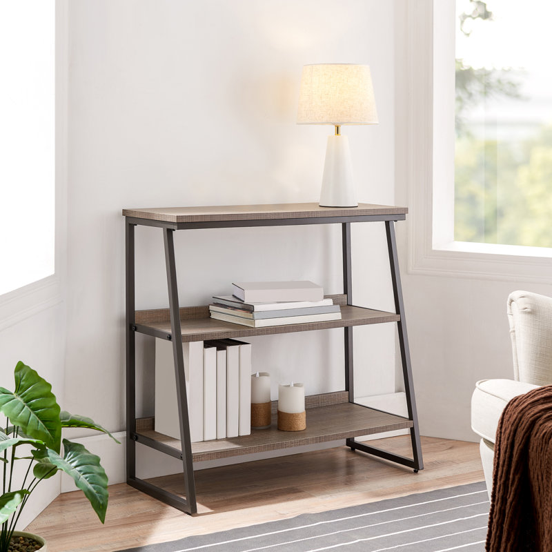 Amandie Ladder Bookcase, Oak/Gray