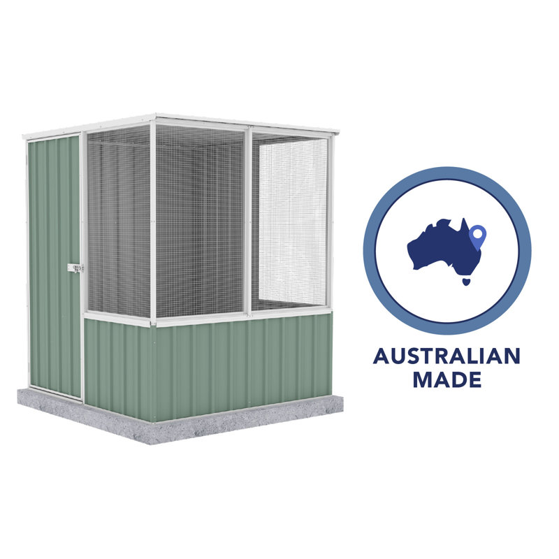 Pale Eucalypt Galvanized Steel 5'x5' Chicken Coop with Mesh Panels