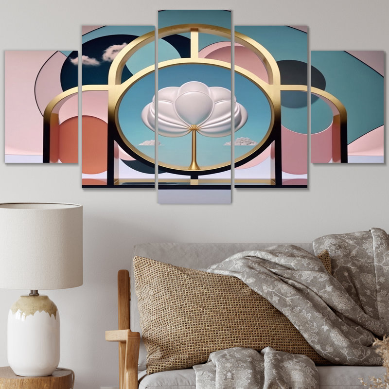 Futur géométrie éveil de la conscience II - art mural moderne sur toile géométrique - 5 panneaux