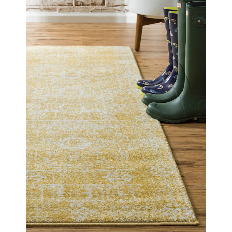 Tapis jaune Kasha, Rectangle 5 pi x 8 pi