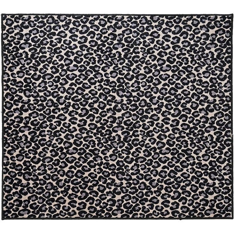 Tapis noir / gris à imprimé animal, Carré 8 pi