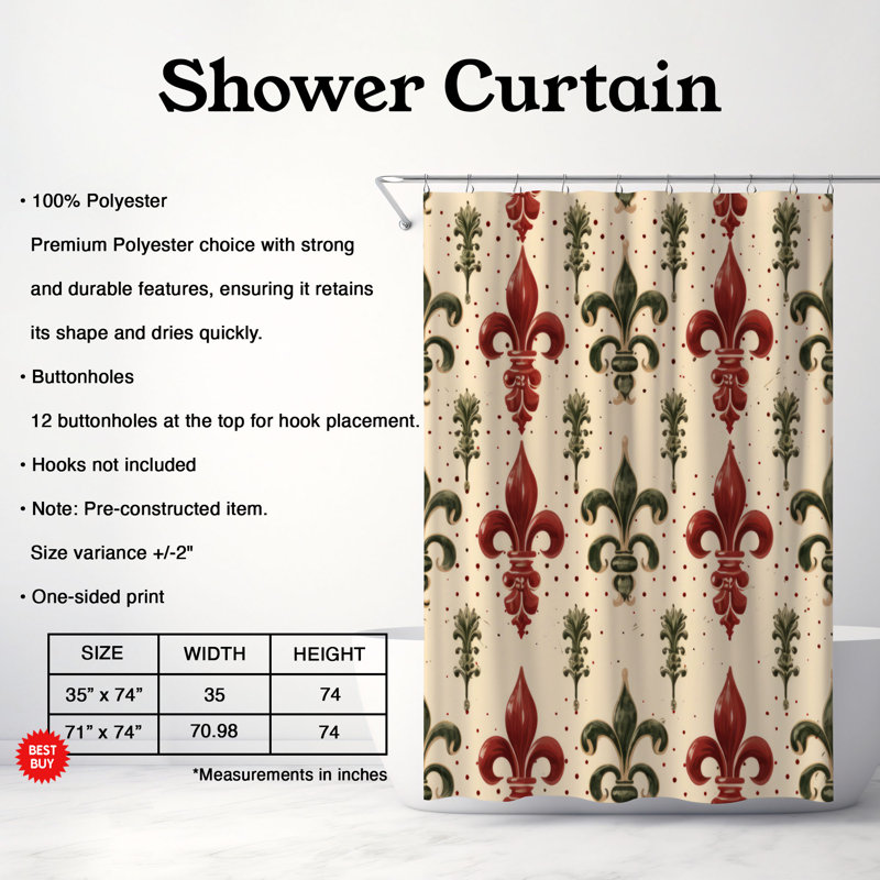 Damask Flourish - Premium Shower Curtain, 74"H x 71"W