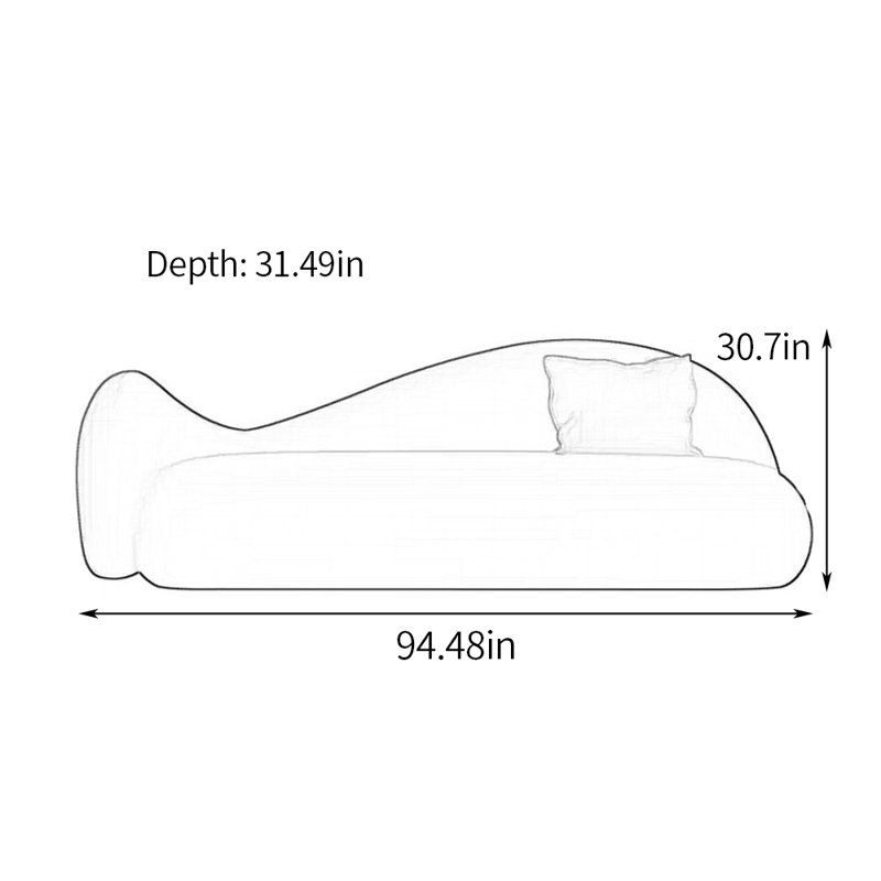 Méridiennes simples d'intérieur, coussin de siège épais, Accoudoir à gauche (vu de face)