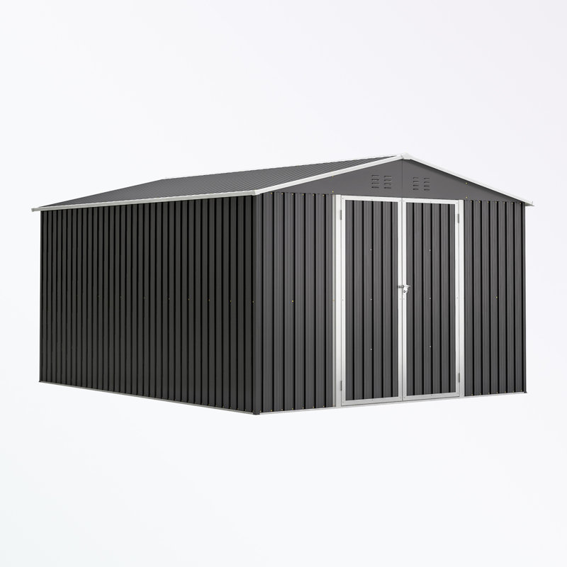 Remise de rangement extérieure en métal avec portes et évents verrouillables doubles
