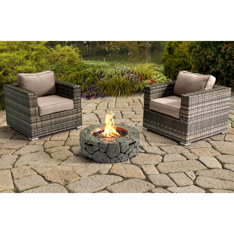 Ensemble de conversation pour 2 personnes avec foyer et coussins Sunbrella Dustie, Sunbrella beige