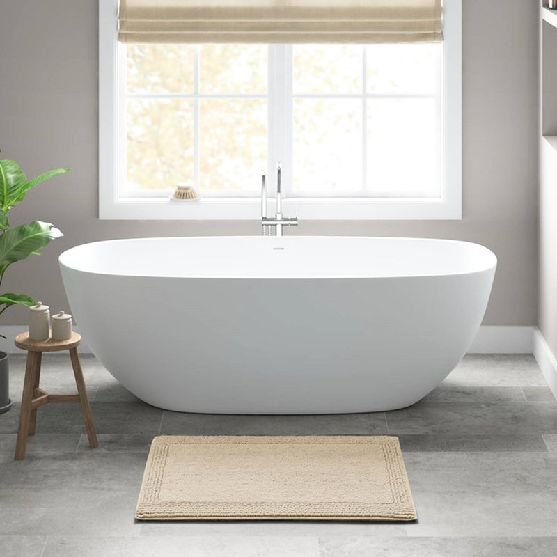 Tapis pour salle de bain 100% coton réversible 100% coton 24 x 60 po avec velours moyen 0,5 po et aspect dense 1 pièce 0,5