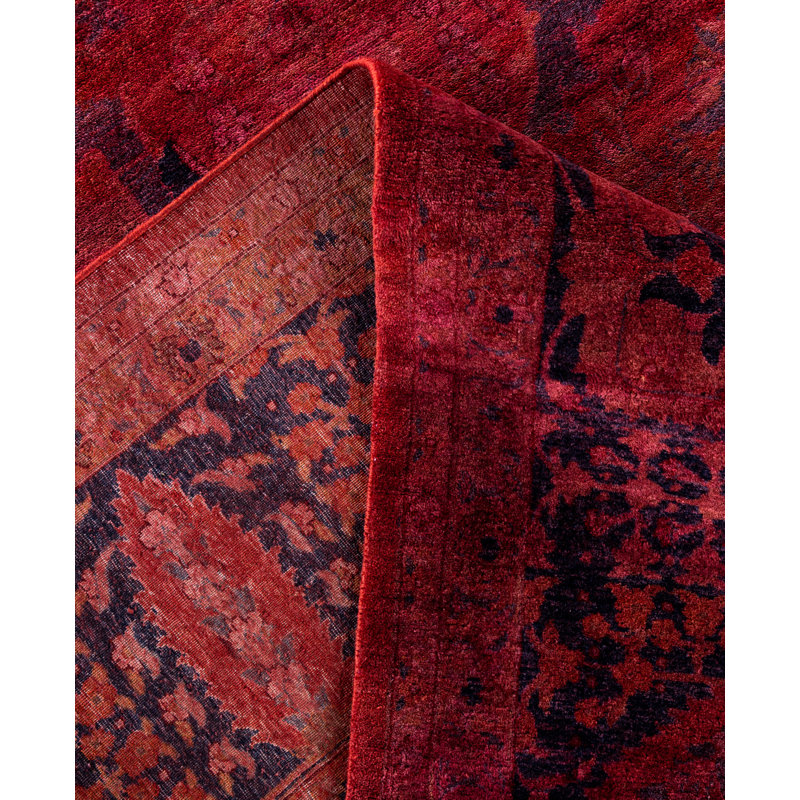 Overdyed Hand-Knotted Wool Modern-Contemporary Pink Area Rug 10' 2" x 14' 1"