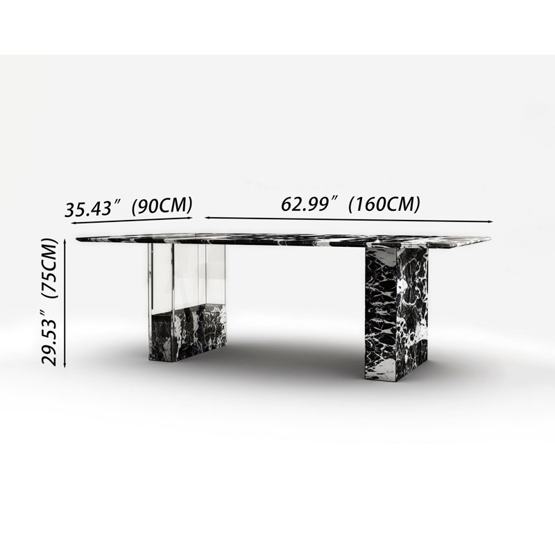 Table de salle à manger luxueuse en marbre noir avec design moderne - solution de salle à manger élégante