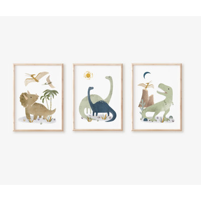 Ensemble de dinosaures, impressions sur papier - Sans cadre