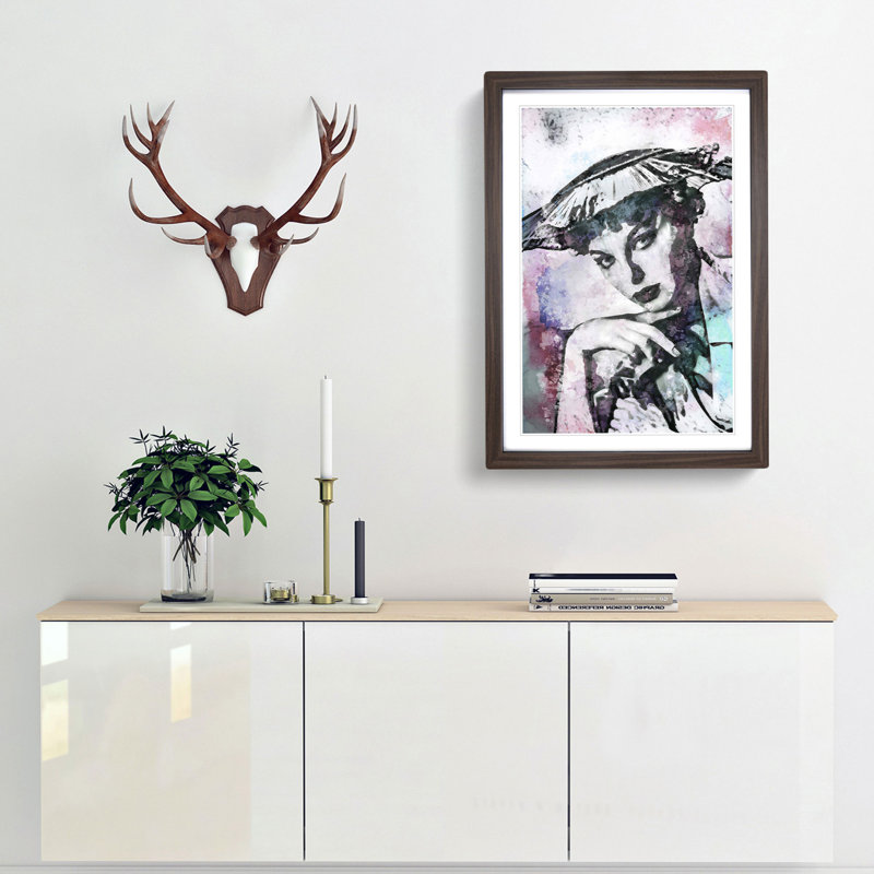 Joan Collins in Abstract - Framed Print, Walnut, 76cm H x 50cm W x 2cm D