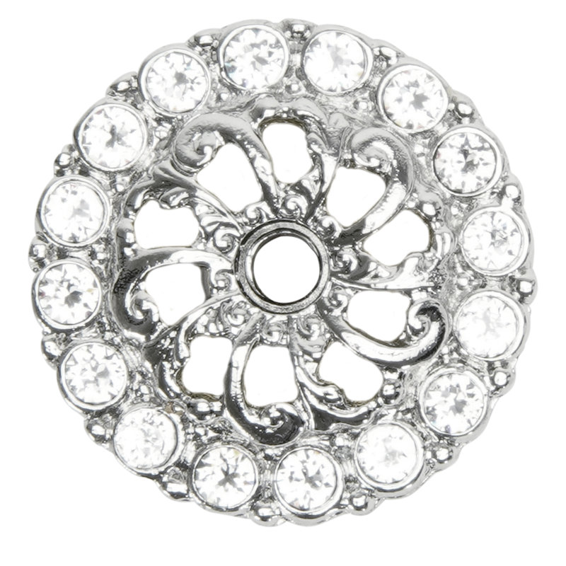 Caché small round back plate with 16 Swarovski Clear Crystals in Chalice, Chrome