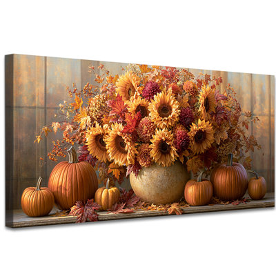 Fall Canvas Wall Art Autumn Forest Path Painting Pictures Rustic Farmhouse Artwork for Home Decor, Living Room Bedroom Wall Decor, (20"x40")