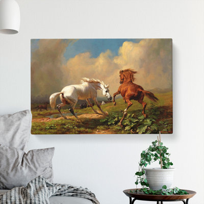 Two Horses by George Stubbs - Wrapped Canvas Painting
