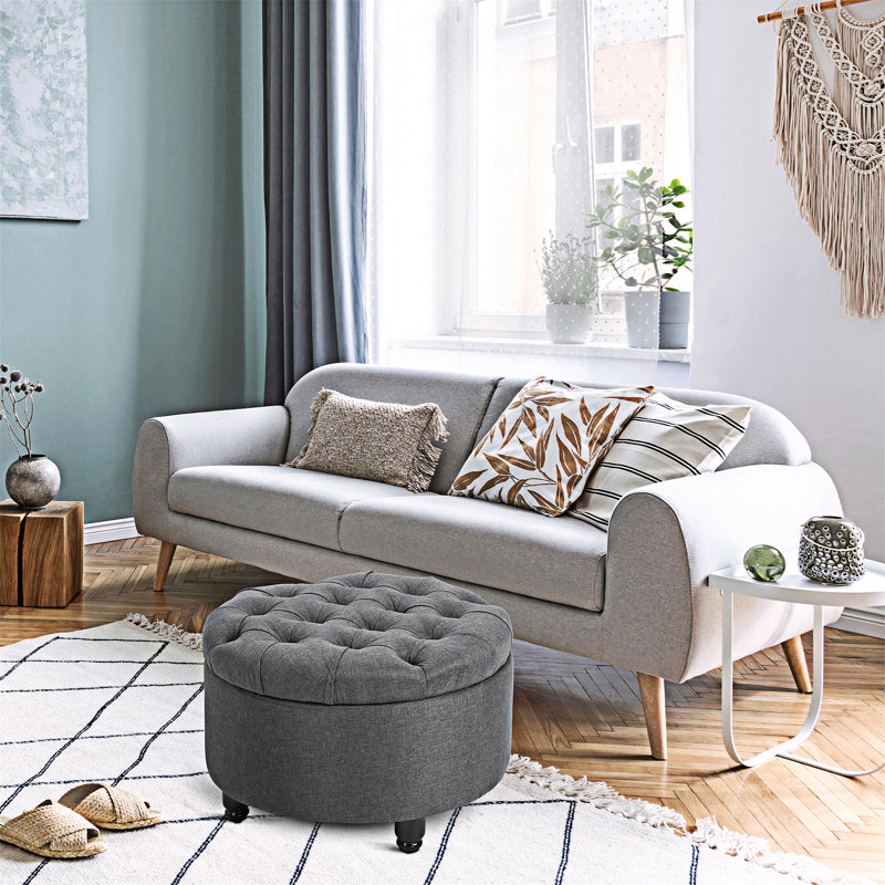 Repose-pieds rond avec repose-pieds en tissu