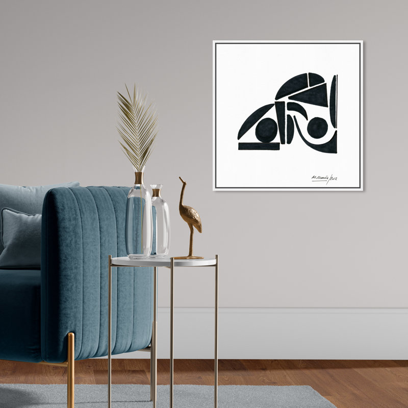 «Black and White Modern» par Joss & Main - reproduction de cadre flottant sur toile, H 21 po x l 21 po, Blanc